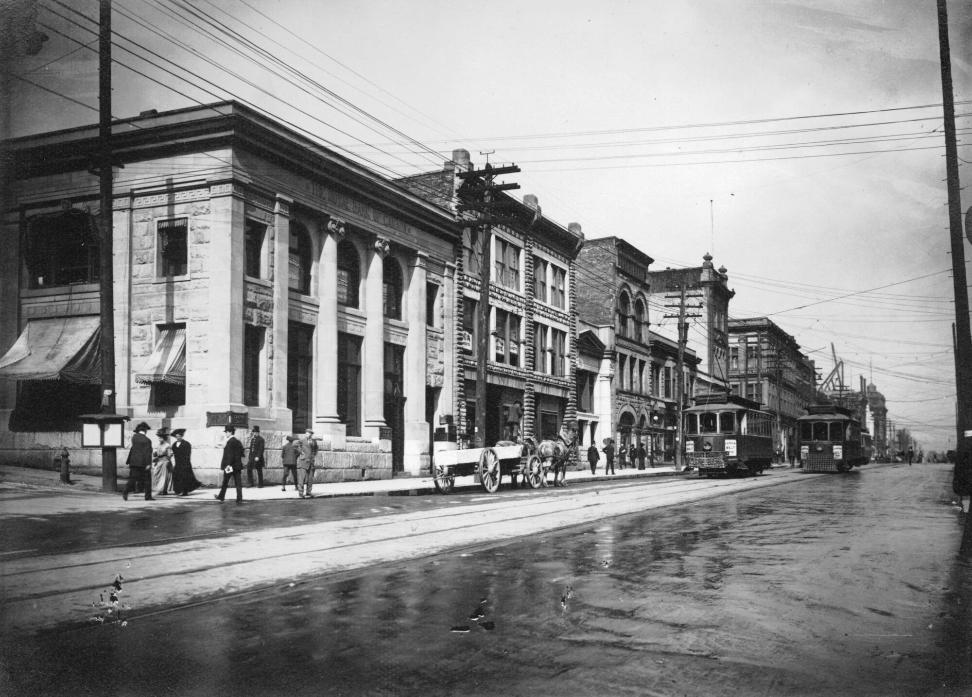 historic photo, black and white, Vancouver street, early 1900s,