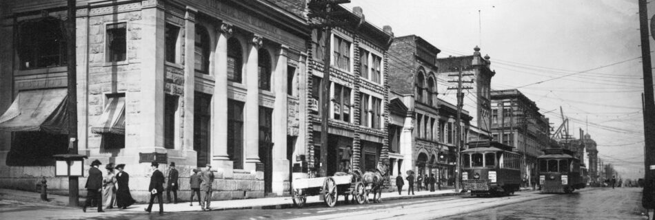 historic photo, black and white, Vancouver street, early 1900s,