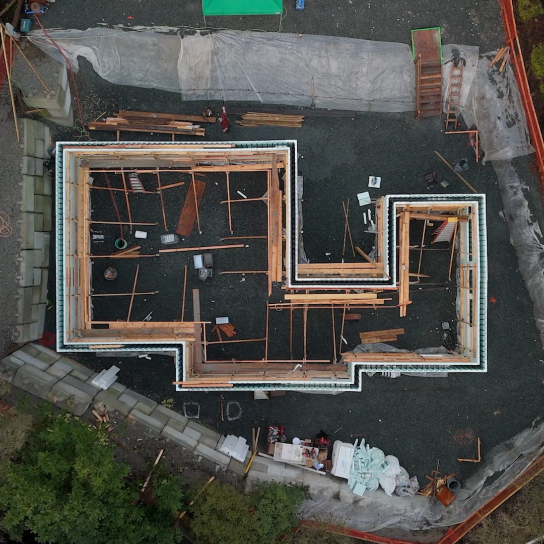 aerial view of Averra Developments construction site, showing ICF Foundation